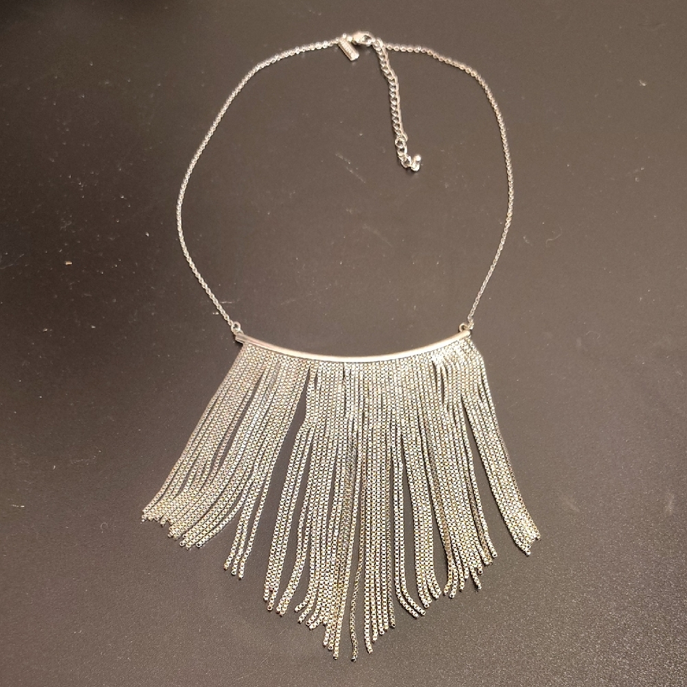 Freedom Silver Tassel Necklace